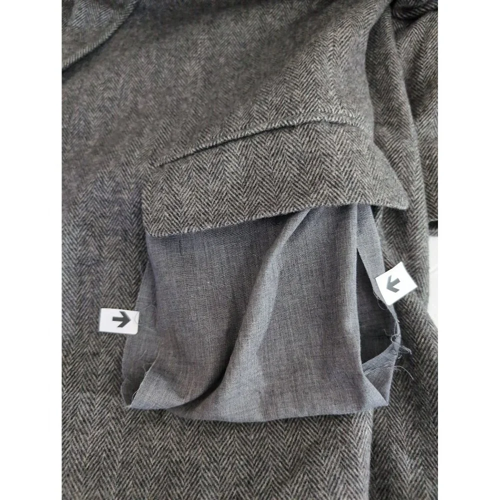 Robert Stock Sport‎ Coat Mens 46L Charcoal Gray Camel Hair Blend Herringbone